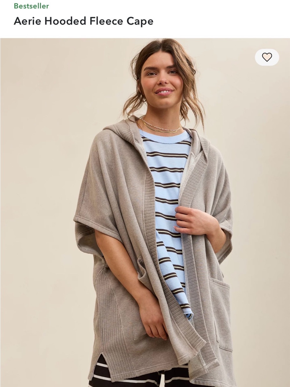 aerie hioded Short-Sleeve Cardigan in Cream